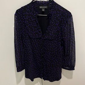 INC sheer dotted blouse purple